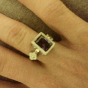 Silver plated purple CZ ring size 5